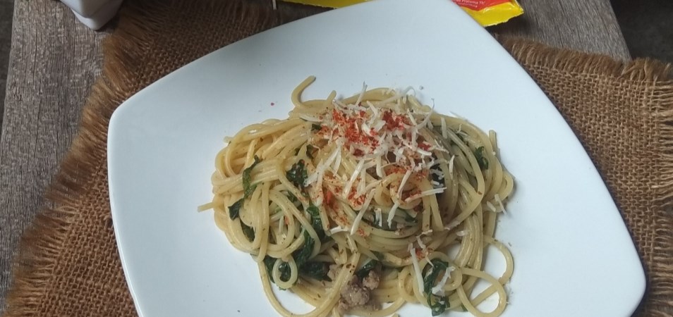 Resep Hidangan Utama Spaghetti Aglio Olio Bayam Palmia 