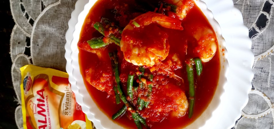 Udang Peci Balado Kacang Panjang Pedas